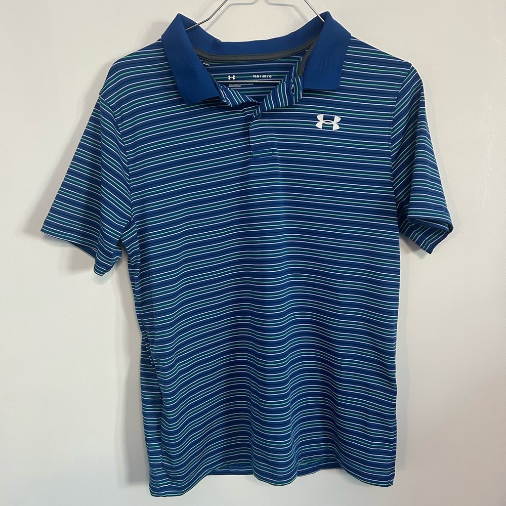 Under Armour Kid’s Navy and White Striped Polo